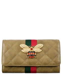 Bee Stripe Quilted Wallet DL018QB STONE